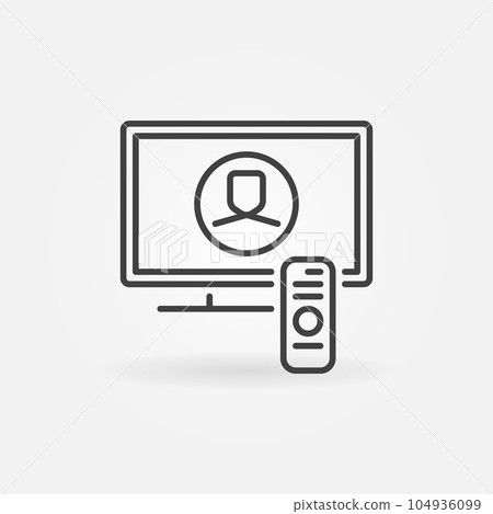 TV with Remote linear icon. Vector watching blogs symbol 104936099