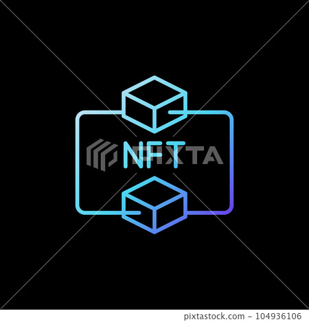 Non-Fungible Token and Two Blockchain Blocks linear vector NFT blue icon Non-Fungible Token and Two Blockchain Blocks linear vector NFT blue icon 104936106