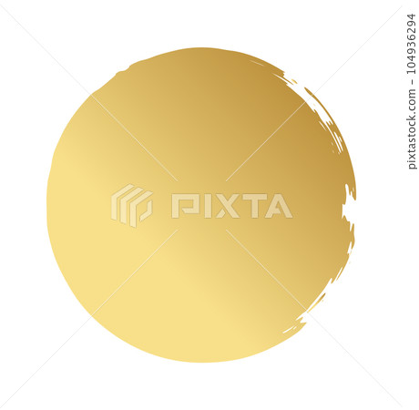Golden grunge circle and brushes. Gold paints. Vector illustration. Golden grunge circle and brushes. Gold paints. Vector illustration. 104936294