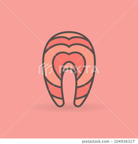 Salmon or trout steak concept vector colored icon or logo Salmon or trout steak concept vector colored icon or logo 104936327