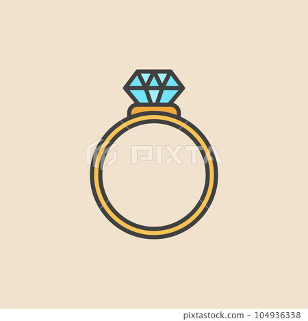 Ring with diamond colored icon. Vector engagement ring symbol Ring with diamond colored icon. Vector engagement ring symbol 104936338