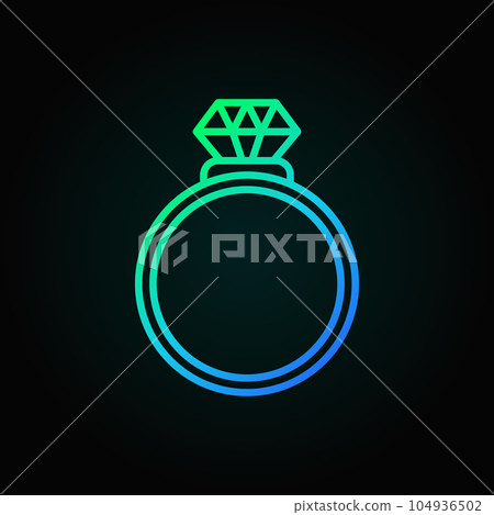 Ring with diamond blue icon. Vector engagement ring sign 104936502