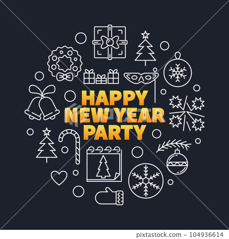 Happy New Year Party outline vector illustration 104936614