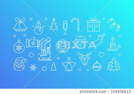 Happy New Year vector blue horizontal illustration or banner 104936615