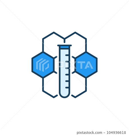 Hexagonal Chemical Formula and Test-Tube vector concept blue icon 104936618