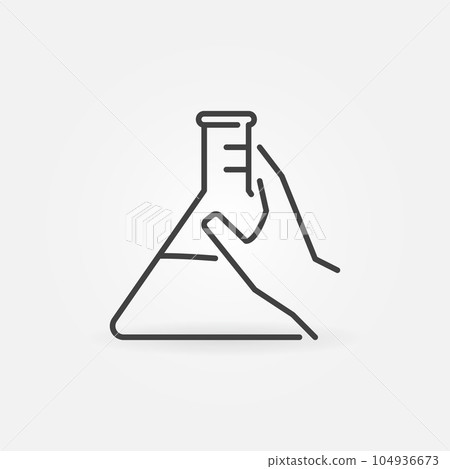 Hand Holding Chemical Flask vector concept linear icon or sign Hand Holding Chemical Flask vector concept linear icon or sign 104936673