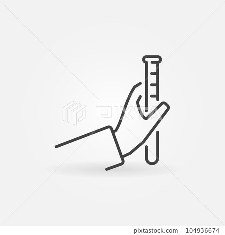 Hand holding Test Tube vector concept line icon or symbol 104936674