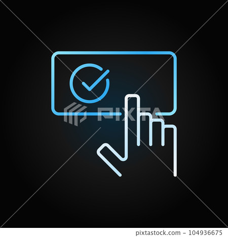 Hand on check mark button creative outline vector icon Hand on check mark button creative outline vector icon 104936675