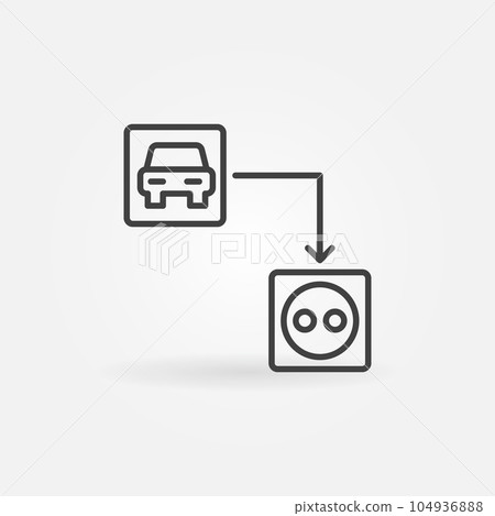 Electric car with socket vector concept outline icon 104936888