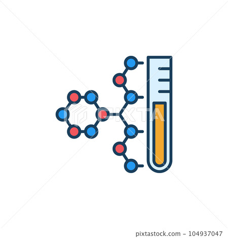 Chemical Molecule with Test-Tube vector Science concept colored icon 104937047