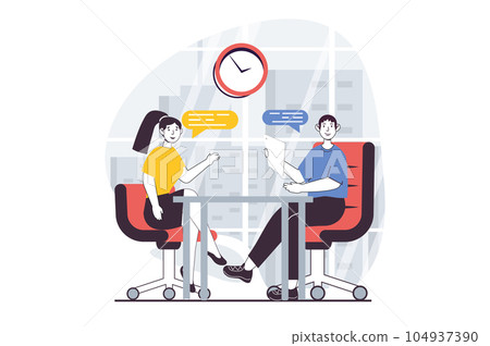 E-payment concept with people scene in flat design for web. Man sending money from banking app to credit card with secure transfer. Vector illustration for social media banner, marketing material. 104937390
