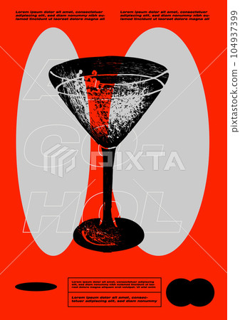 Alcoholic beverage garnish. Minimalist vector illustration. Old Fashioned, Negroni and Cosmopolitan Cocktail wall art posters. 104937399