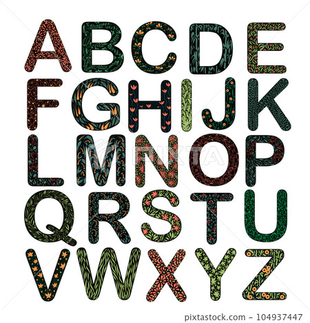 Flower Alphabet of the English language - the whole set of letters 104937447