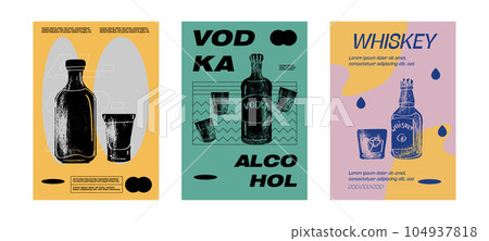 Tequila, vodka, whiskey Alcoholic drink liquor sketch engraving vector illustration. Party poster design. Vintage pencil sketch. Engraving style. Labels, cover, t-shirt print, painting. 104937818