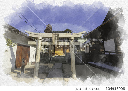 Watercolor style Mitake Shrine, Matsuo Shrine, Higashihiroshima City, Hiroshima Prefecture Watercolor style Mitake Shrine, Matsuo Shrine, Higashihiroshima City, Hiroshima Prefecture 104938008