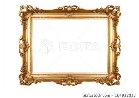 Golden Vintage Frame Isolated on White Background. Generative ai 104938033