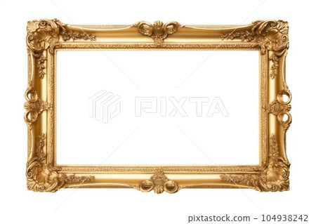 Golden Vintage Frame Isolated on White Background. Generative ai Golden Vintage Frame Isolated on White Background. Generative ai 104938242