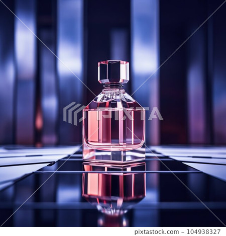 Perfume Bottle Commercial Photography, Geometric Composition. Generative ai 104938327