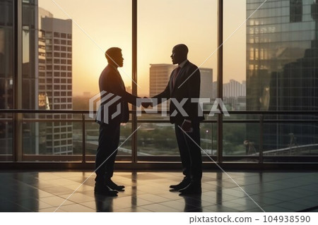 Businessman Shaking Hands with a New Partner in Modern Office. Generative ai 104938590