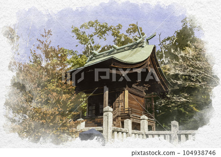 Watercolor-style Mitake Shrine Main Hall, Higashi-Hiroshima City, Hiroshima Prefecture Watercolor-style Mitake Shrine Main Hall, Higashi-Hiroshima City, Hiroshima Prefecture 104938746