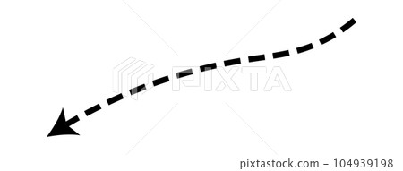 Dashed arrow set. Vector doodle dot line. Thin pointer arrows 104939198