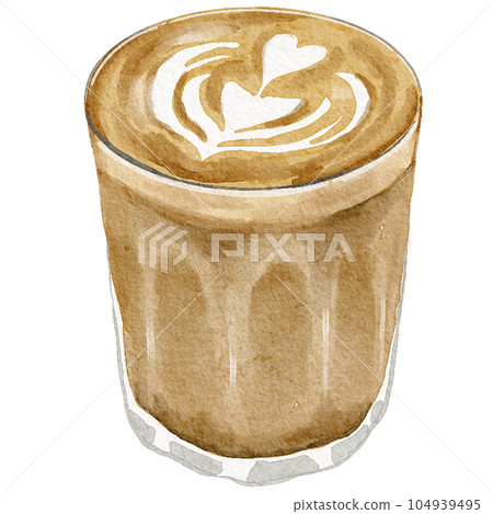 Latte Coffee Watercolour Illustration 104939495