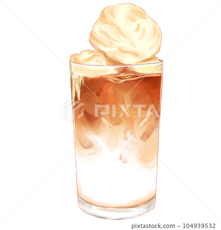 Iced Coffee Cold Drink Watercolor Illustration 104939532
