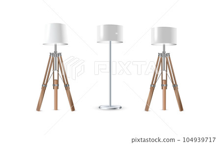 Lamp Set Closeup Isolated on White Background. Floor Lamps. Electric Torchere for Interior Design, Energy Furniture. Vector Lamp Set Closeup Isolated on White Background. Floor Lamps. Electric Torchere for Interior Design, Energy Furniture. Vector 104939717