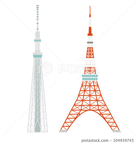 Illustration of Sky Tree and Tokyo Tower Illustration of Sky Tree and Tokyo Tower 104939743