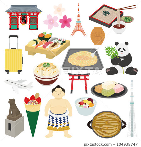 Tokyo specialty illustration set Tokyo specialty illustration set 104939747