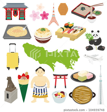 Tokyo specialty illustration set 104939748