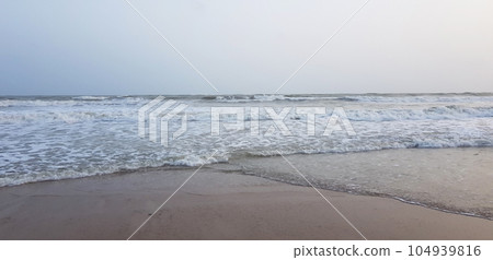 karachi hawksbay beach view. blue sky and sea waves 104939816