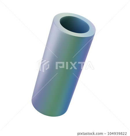 3d shape metallic pipe. Realistic geometric glossy gradient template design illustration. Minimalist mockup isolated with clipping path 104939822