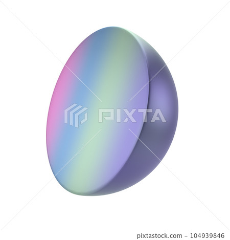 3d element semisphere metal geometric shape. Realistic glossy gradient template decorative design illustration. Minimalist bright semi sphere half circle volumed round mockup isolated with clipping 104939846