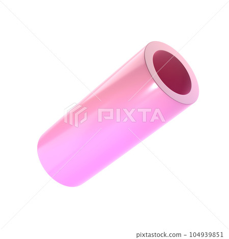 3d shape metallic pipe. Realistic geometric glossy pink and lilac gradient template design illustration. Minimalist mockup isolated with clipping path 104939851
