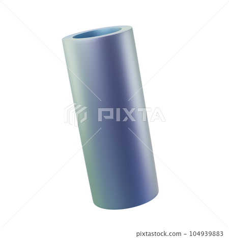 3d shape metallic pipe. Realistic geometric glossy gradient template design illustration. Minimalist mockup isolated with clipping path 104939883