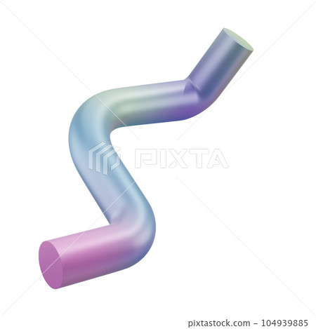 3d render shape abstract pipe metal geometric. Realistic glossy gradient luxury template decorative design illustration. Minimalist bright mockup isolated with clipping path 104939885