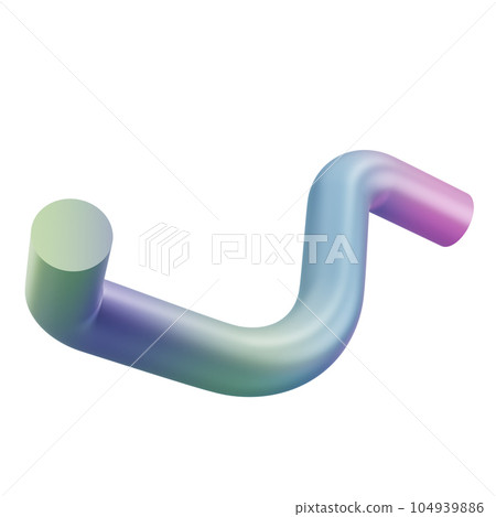 3d render shape abstract pipe metal geometric. Realistic glossy gradient luxury template decorative design illustration. Minimalist bright mockup isolated with clipping path 104939886