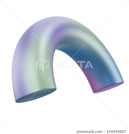 3d dimensional abstract shape semidonut geometric metal. Realistic glossy gradient luxury template decorative design illustration. Minimalist bright semi donut mockup isolated with clipping path 3d dimensional abstract shape semidonut geometric metal. Realistic glossy gradient luxury template decorative design illustration. Minimalist bright semi donut mockup isolated with clipping path 104939887