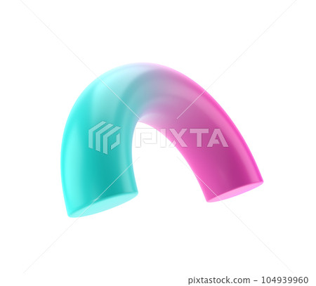 3d dimensional abstract shape semidonut geometric metal. Realistic glossy turquoise and lilac gradient luxury template decorative design illustration. Minimalist bright semi donut mockup isolated with 3d dimensional abstract shape semidonut geometric metal. Realistic glossy turquoise and lilac gradient luxury template decorative design illustration. Minimalist bright semi donut mockup isolated with 104939960