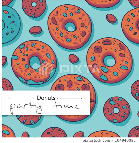 vector pattern with donuts - Stock Illustration [104940083] - PIXTA