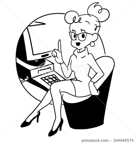 a man sitting at a computer 104940575