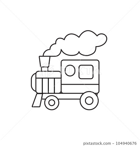 Kids toy train simple coloring page graphic isolated on white background illustration Kids toy train simple coloring page graphic isolated on white background illustration 104940676