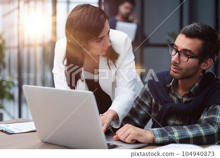 working together in a meeting in the office, teamwork concept working together in a meeting in the office, teamwork concept 104940873