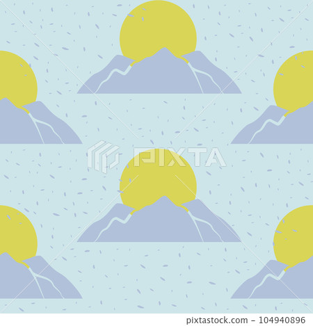 Mountain snowy landscape with blue peaks seamless pattern 104940896