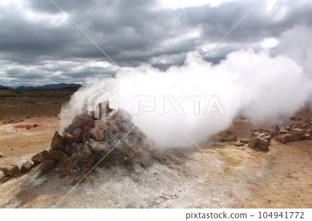 Northern Iceland landscape, geothermal area 104941772