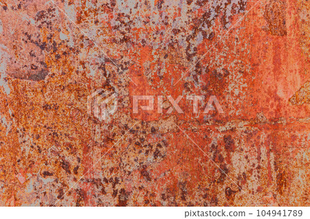 Red painted metal with rust 104941789