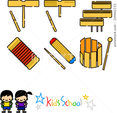 打擊樂簡單圖示風格向量素材集 104942133