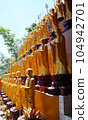 golden buddha statue in temples, wat pho, bangkok, thailand for banners, posters, information graphics, prints layout covering books, magazine pages, advertising materials, advertisement marketings 104942701
