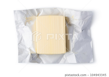 Butter on silver butter dish Butter on silver butter dish 104943345